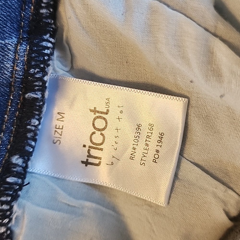 Tricot Womens High Waist Flair Leg Raw Hem Denim Blue Jeans Size Medium - Picture 12 of 13